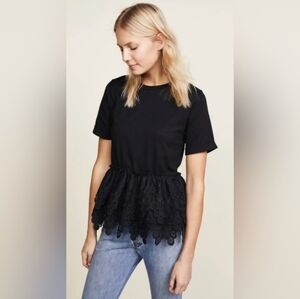 Endless Rose Black Eyelet Lace Peplum T-Shirt Size Small
